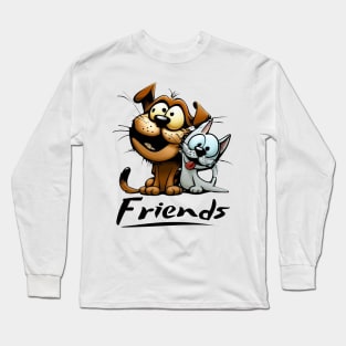 Dog and cat friends Long Sleeve T-Shirt